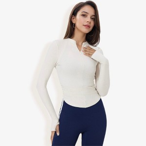 Anna-Kaci Active Women's Long Sleeve Zipper Front Athletic Top with Thumbhole Cuffs and Fitted Design - 1 of 4