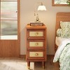 Tribesigns End Table with 3 Drawers, Solid Wood Sofa Side Table with Rattan Front, Narrow Nightstand for Living Room, Bedroom, Brown - 4 of 4