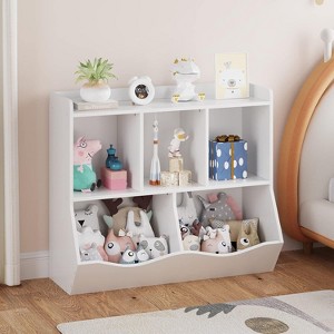 Kids Bookshelf and Bookcase Toy Storage Multi Shelf with Cubby Organizer Cabinet for Boys Girls,for Children Playroom Hallway - 1 of 4