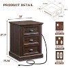 Sonkuki 21" Tall Nightstand with 3 Drawers, 18" Wide End Table with Charging Station, Small Dresser Chest for Bedroom - 2 of 4