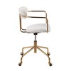 TiramisuBest Contemporary Cream Velvet Office Chair: Adjustable, 360 Swivel, Gold Frame, 5 - star Base with Casters - 2 of 3
