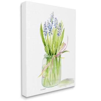 Stupell Industries Blue Hyacinth Flower Arrangement Classic Canning Jar Gallery Wrapped Canvas Wall Art, 16 x 20