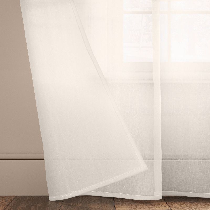 Light Filtering Textural Sheer Curtain Panel Ivory - Threshold™, 4 of 6