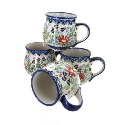 Blue Rose Polish Pottery K090-4 Manufaktura Bubble Mug Set