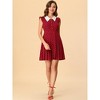 INSPIRE CHIC Women's Peter Pan Collar Ruffle Cap Sleeve Heart Print Pleated Dress - 3 of 4