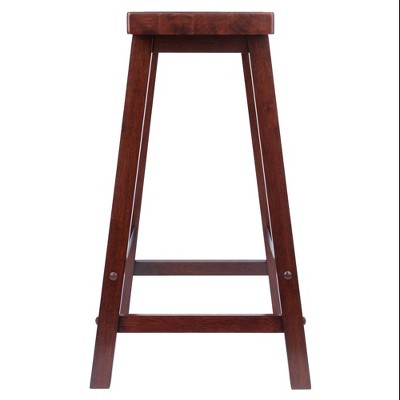 Antique Walnut 24" Backless Saddle Style Wood Stool