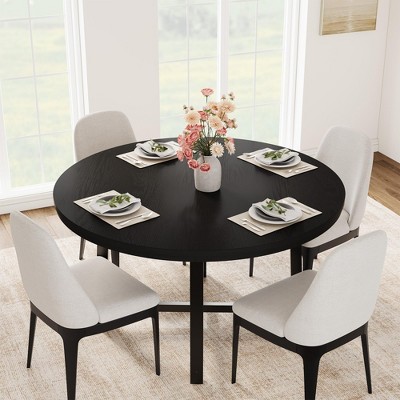 47" Round Dining Table, Industrial Dinner Table for 4 to 6, Wooden Kitchen Table （No Chairs）