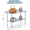 24x48 Inch Stainless Steel Prep Table, Commercial Kitchen Worktable with Backsplash & Adjustable Under Shelf for Restaurant Garage Laundry Outdoor - 2 of 4