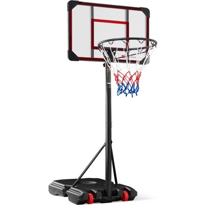 Best Choice Products Kids Height-Adjustable Basketball Hoop, Portable Game w/ 2 Wheels, Square Backboard - Clear