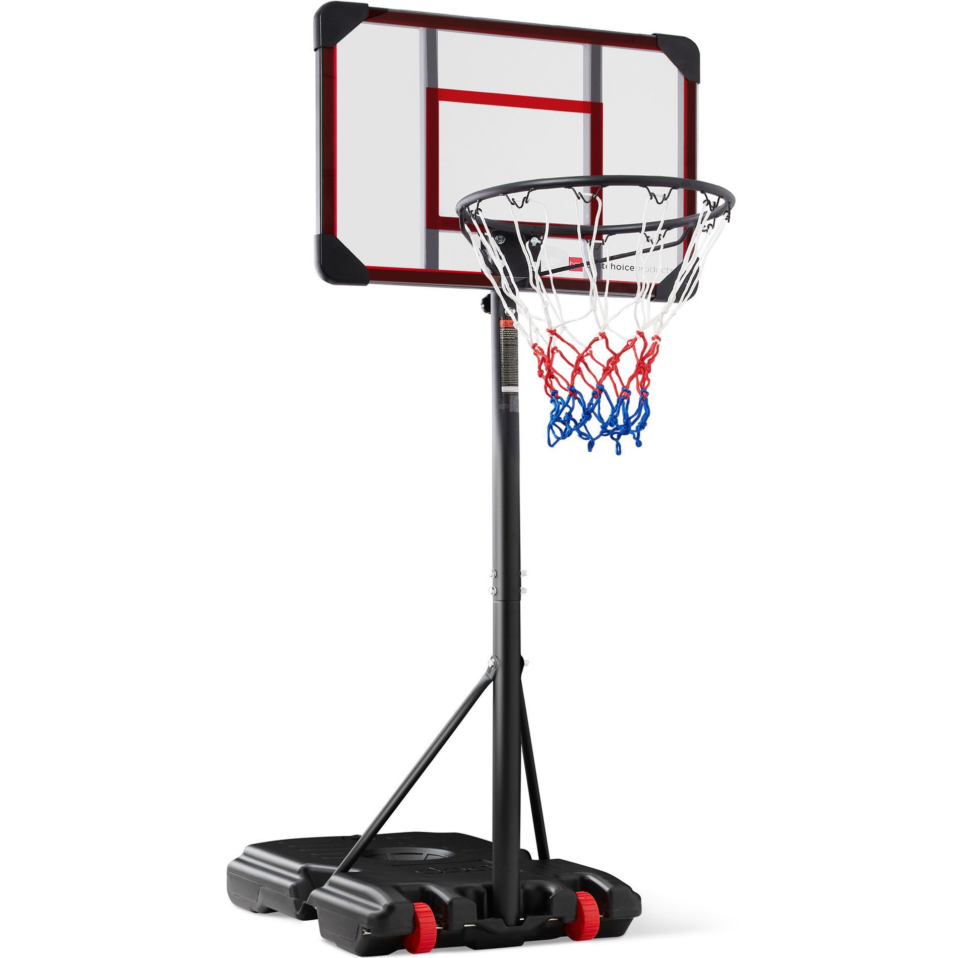 Best Choice Products Kids Height-Adjustable Basketball Hoop, Portable Game w/ 2 Wheels, Square Backboard - Clear