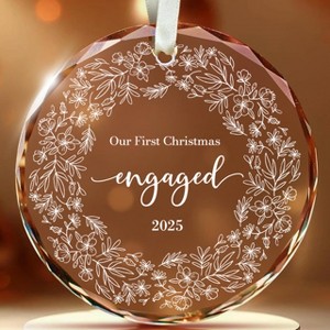 Our First Christmas Ornament, Engaged, Glass Wedding Christmas Ornament - 1 of 3