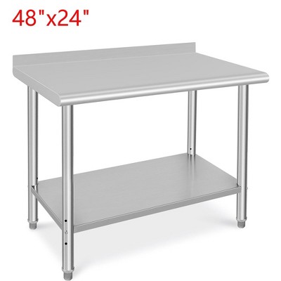 48"x24" Stainless Steel Kitchen Prep Table Commercial Workbench With Backsplash