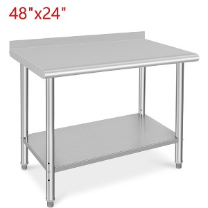 48"x24" Stainless Steel Kitchen Prep Table Commercial Workbench With Backsplash - 1 of 4