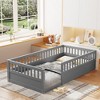 Twin Size Floor Bed Frame with Fence for Bedroom and Playroom - 2 of 4