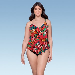 Aqua Green, Women's Triple Tier Tankini - 1 of 3
