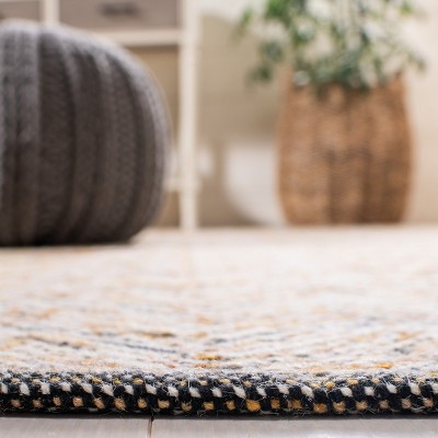 Gold and Black Handmade Wool Flat Weave Runner Rug