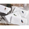 Saro Lifestyle Embroidered Multicolor Feather Design Hemstitched Trim Border Cotton Napkin (Set of 6), 20"x20", White - 2 of 2