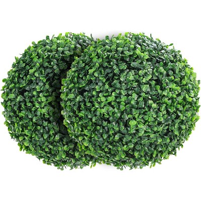 COZONY 15/19" Artificial Topiary Balls Set of 2, Faux Boxwood Decorative Spheres for Porch Patio Garden Wedding Decor