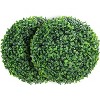 Set of 2 Artificial Boxwood Topiary Balls 18.9" - UV Resistant Faux Greenery for Porch/Patio/Garden Decor, Events & Weddings - 2 of 4