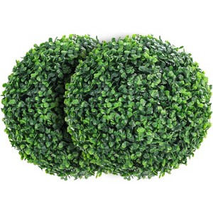 COZONY 15/19" Artificial Topiary Balls Set of 2, Faux Boxwood Decorative Spheres for Porch Patio Garden Wedding Decor - 1 of 4