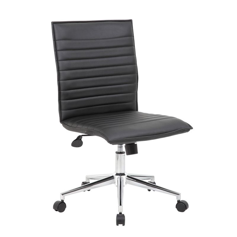 Armless Task Chair Black Vinyl - Boss Office Products, 1 of 9