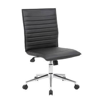 Armless Task Chair Black Vinyl - Boss Office Products