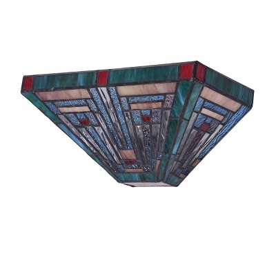 Tiffany-Style Blackish Bronze Mission 12" Wall Sconce
