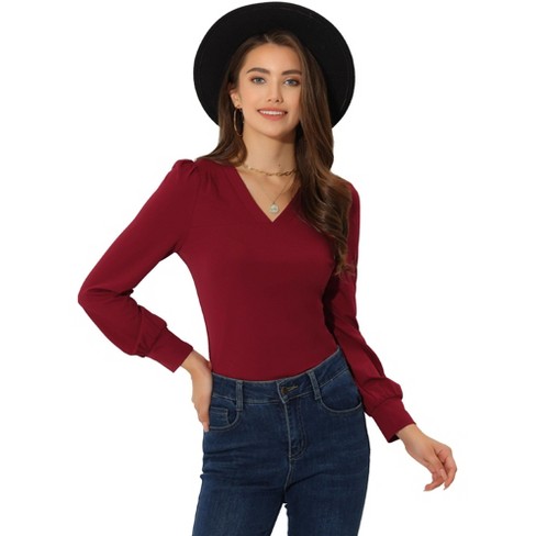 V neck cheap dressy tops