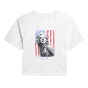 Women's - Marilyn Monroe - Marilyn Soft Flag Cropped Graphic T-Shirt - 1 of 4