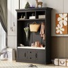 CAVINAS Hall Tree with 3 Hooks Modern Coat Rack with Storage Bench and Open Shelves for Entryway, Hallway - 2 of 4