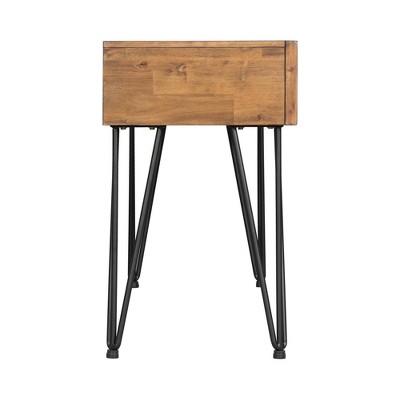 Tanner Light Walnut Industrial Sofa Table with Storage