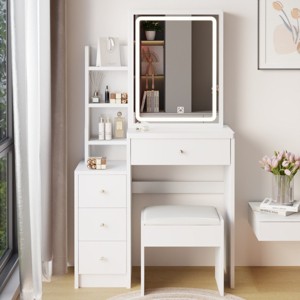 Accent Vanity Table Modern with LED Mirror and Storage for Small Bedroom - 29.2"W - 3irtyhousy - 1 of 4