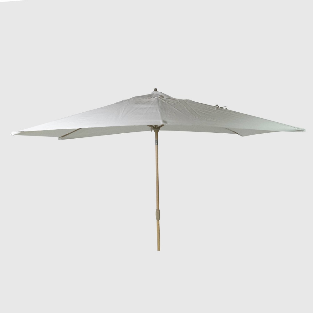 10' x 6' Rectangular Patio Umbrella DuraSeason Fabric Linen - Light Wood Pole - Threshold