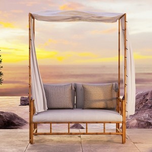 GRANDPATIO 53'' Metal Outdoor Canopy Loveseat with Cushions - 1 of 4