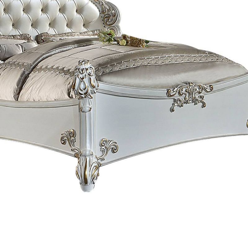 94&#34; Queen Bed Vendome Bed Synthetic Leather and Antique Pearl Finish - Acme Furniture, 5 of 7