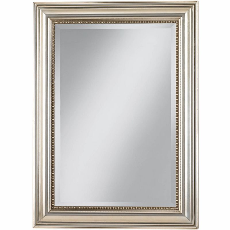 Uttermost Rectangular Vanity Accent Wall Mirror Modern Beveled Silver Leaf Gray Glaze Wood Frame 26 3/4" Wide for Bathroom Bedroom, 1 of 3