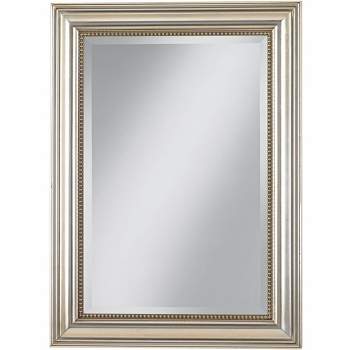Uttermost Rectangular Vanity Accent Wall Mirror Modern Beveled Silver Leaf Gray Glaze Wood Frame 26 3/4" Wide for Bathroom Bedroom