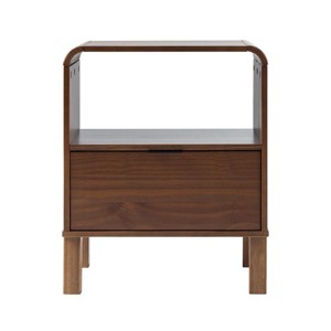 GlasFlength Nightstands Modern Nightstand Bedroom Nightstand Bedside Table with Drawer Open Shelf for Living Room, Brown, 19.63"*15.75"*24" - 1 of 4