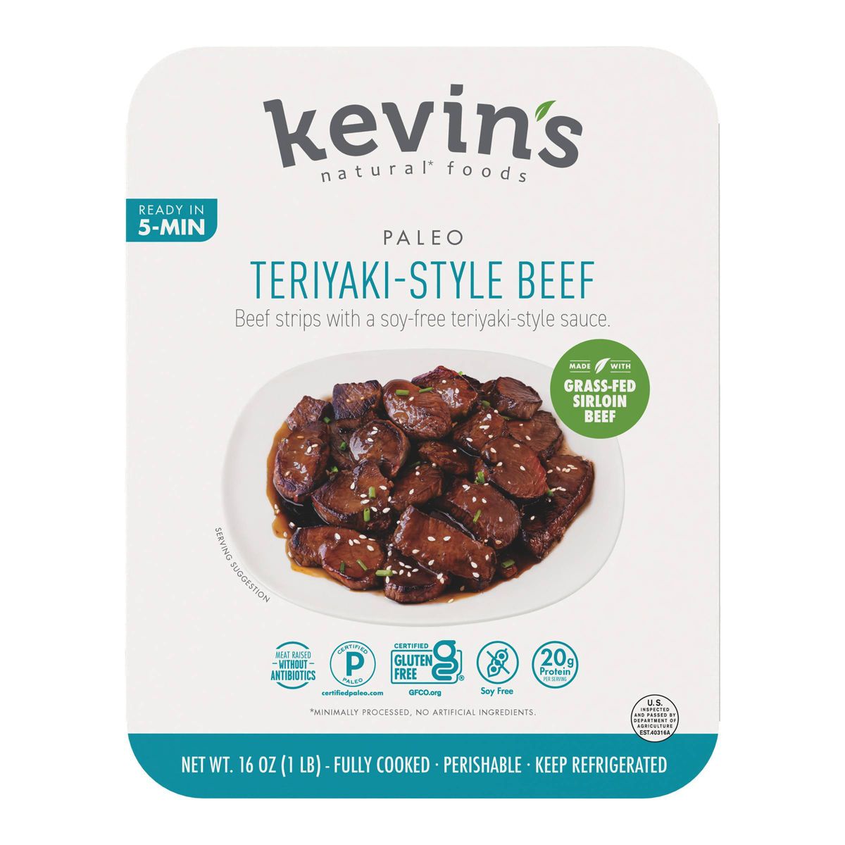 Kevin's Gluten Free Teriyaki-Style Beef - 16oz: Certified Gluten-Free, High Protein