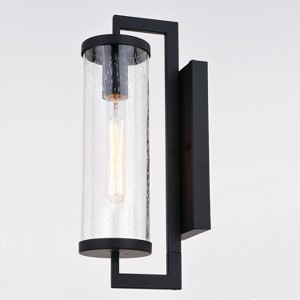 VAXCEL Morgan Park 1 Light Black Dusk to Dawn Contemporary Outdoor Wall Lantern Clear Glass - 1 of 4