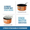 Gotham Steel Stackable Cookware Set 3 Pc Space Saving Nonstick Cookware Pots and Pans Set - 3 of 4