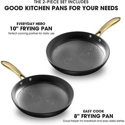 imarku Non Stick Frying Pans, Professional Cooking Pans, 2 Pcs - 8 Inch & 10 Inch Frying Pans Nonstick, Honeycomb Long Lasting Eggs Pan Set