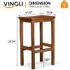 Outdoor Bar Stools Set of 2, Solid Wood Bar Height Chairs Waterproof Patio Stools for Garden, Balcony, Kitchen, Backyard - 3 of 4