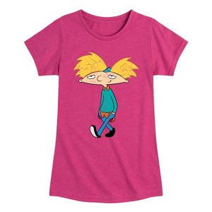 Girls' - Hey Arnold! - Distressed Arnold Fitted Short Sleeve Graphic T-Shirt - 1 of 4