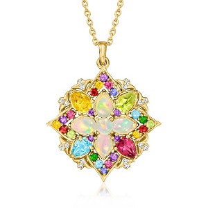 Ross-Simons Opal and 2.03 ct. t.w. Multi-Gemstone Pendant Necklace in 18kt Gold Over Sterling Size 18 - 1 of 3