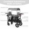 Kinder King All-Terrain Stroller Wagon for 2 Kids with Canopy, Shock-Absorbing Wheels, Storage Bag, Snack Tray & Adjustable Leather Handle - 2 of 4