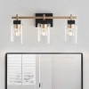 3-Light Modern Vanity Light Fixture for Bathroom, Matte Black and Brass Wall Sconce with Glass Shades - 2 of 4