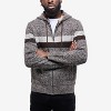 CULTURA Mens' Full Zip Hooded Striped Cardigan Sweater With Faux Shearling Lining - 4 of 4