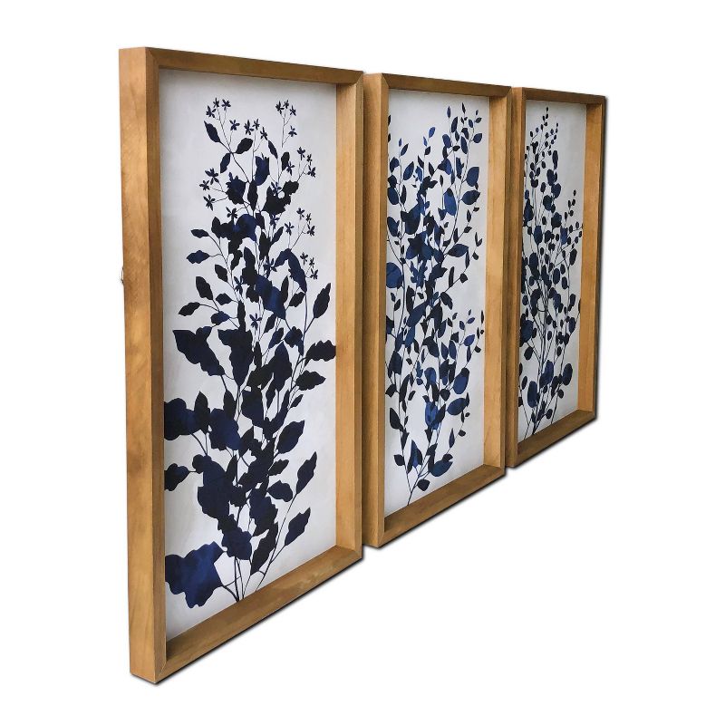 3pc 48&#34; x 30&#34; Branches Wood Framed Wall Canvas Blue - Gallery 57, 5 of 9