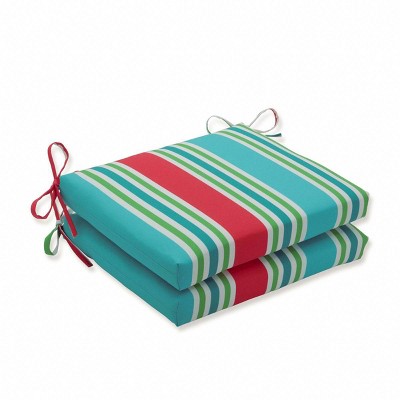 2pk Aruba Stripe Squared Corners Outdoor Seat Cushions - Pillow Perfect